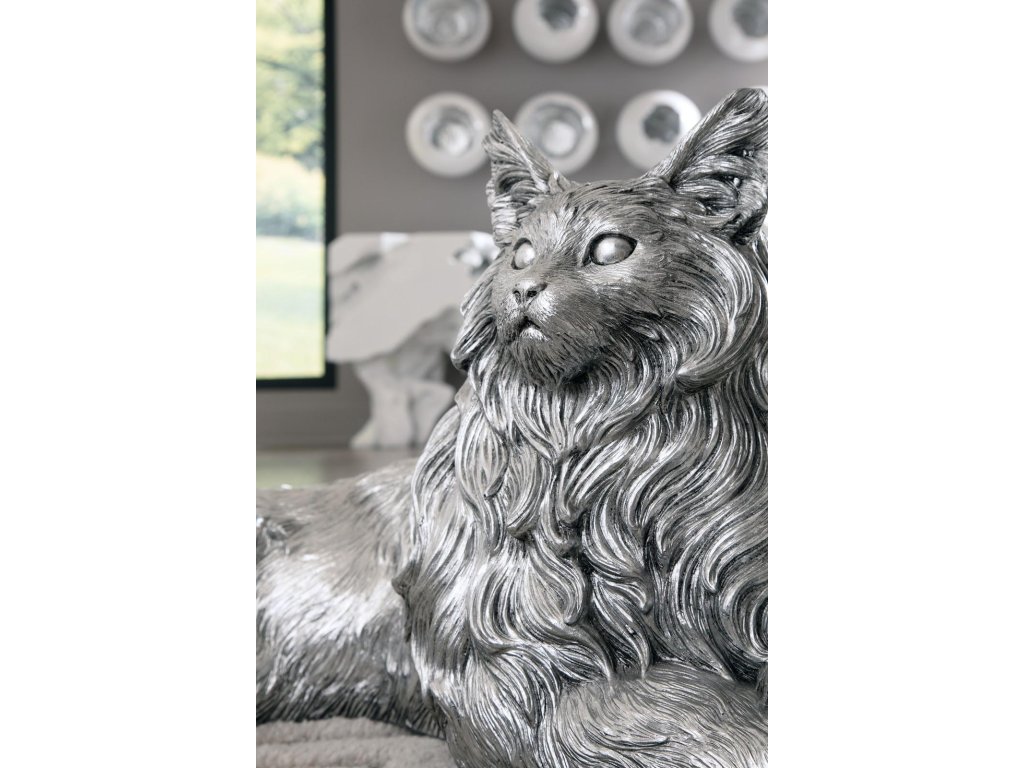 Cat Sculpture, Silver Leaf - image 4