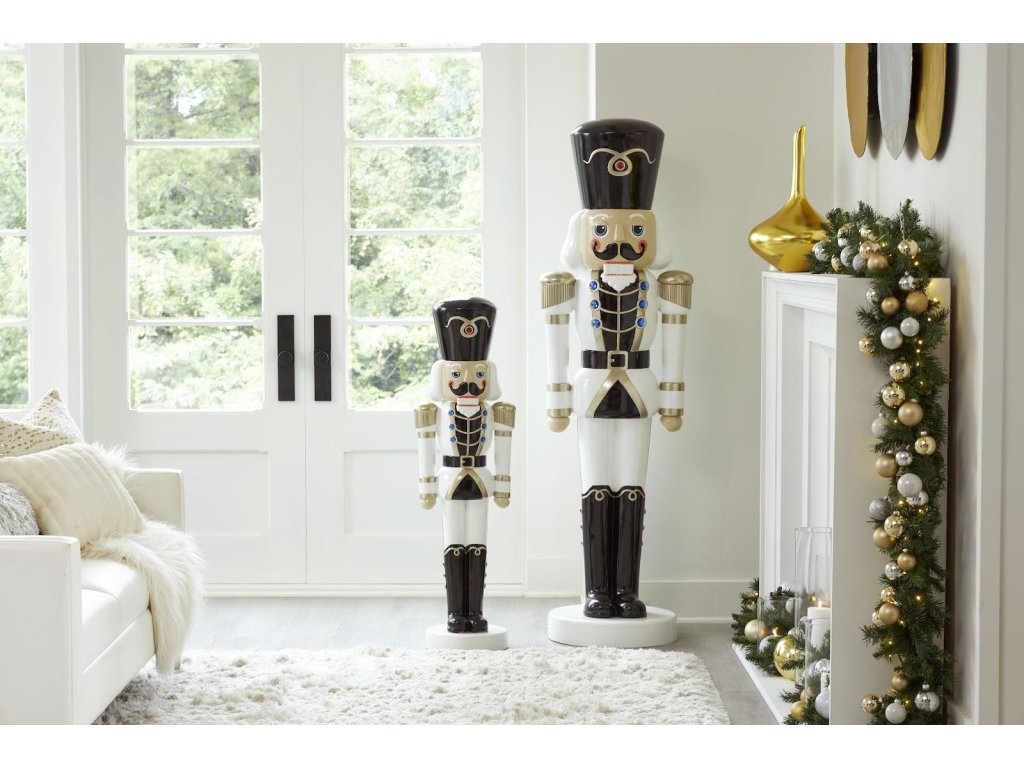 Nutcracker Soldier Sculpture 6ft, Black, White, and Gold - image 7