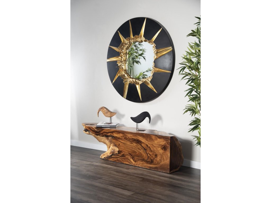 Circular Cracked Mirror, Black & Gold - image 3