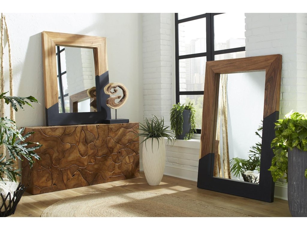 Geometry Wood Mirror, Natural, Black - image 4