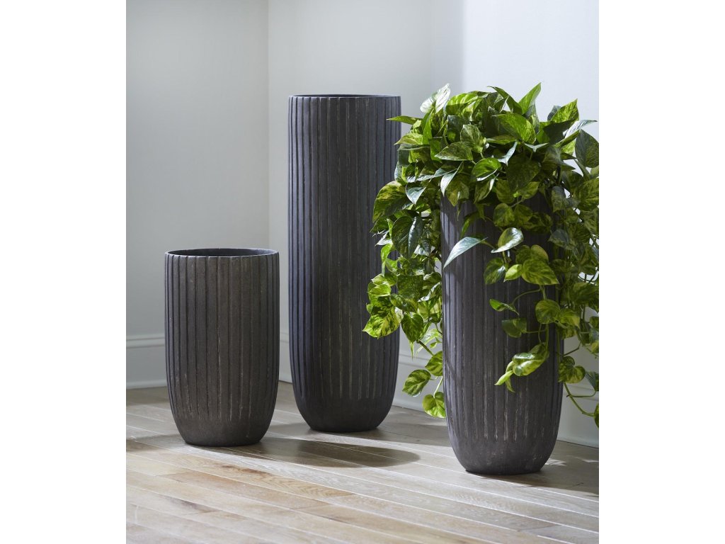 Fluted Planter, Medium, Gray - image 4