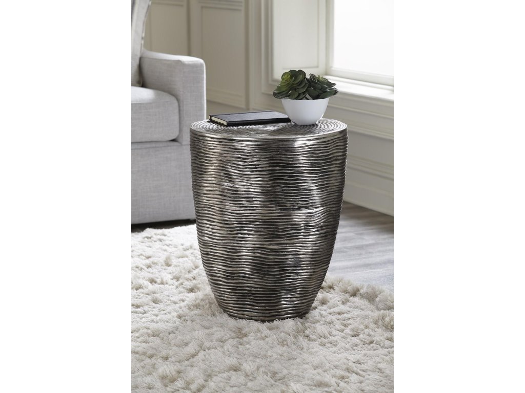 Ripple Side Table, Resin, Silver Leaf with Antiquing - image 3