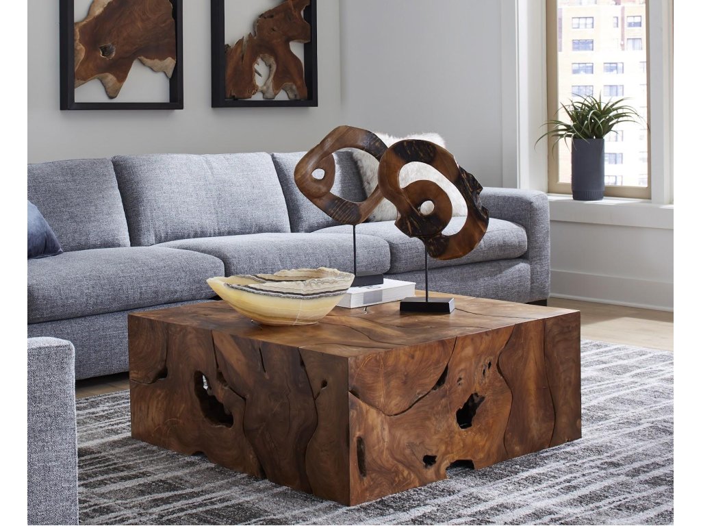Carved Teak Swirl on Stand - image 1