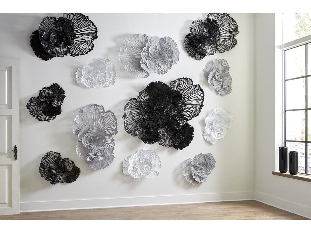 Flower Wall Art, Medium, Black, Metal - image 4