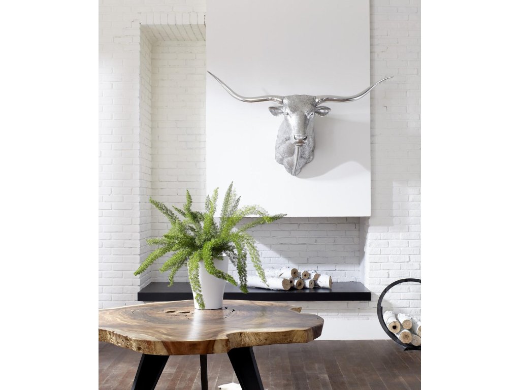 Longhorn Bull Wall Art, Resin, Silver Leaf - image 7