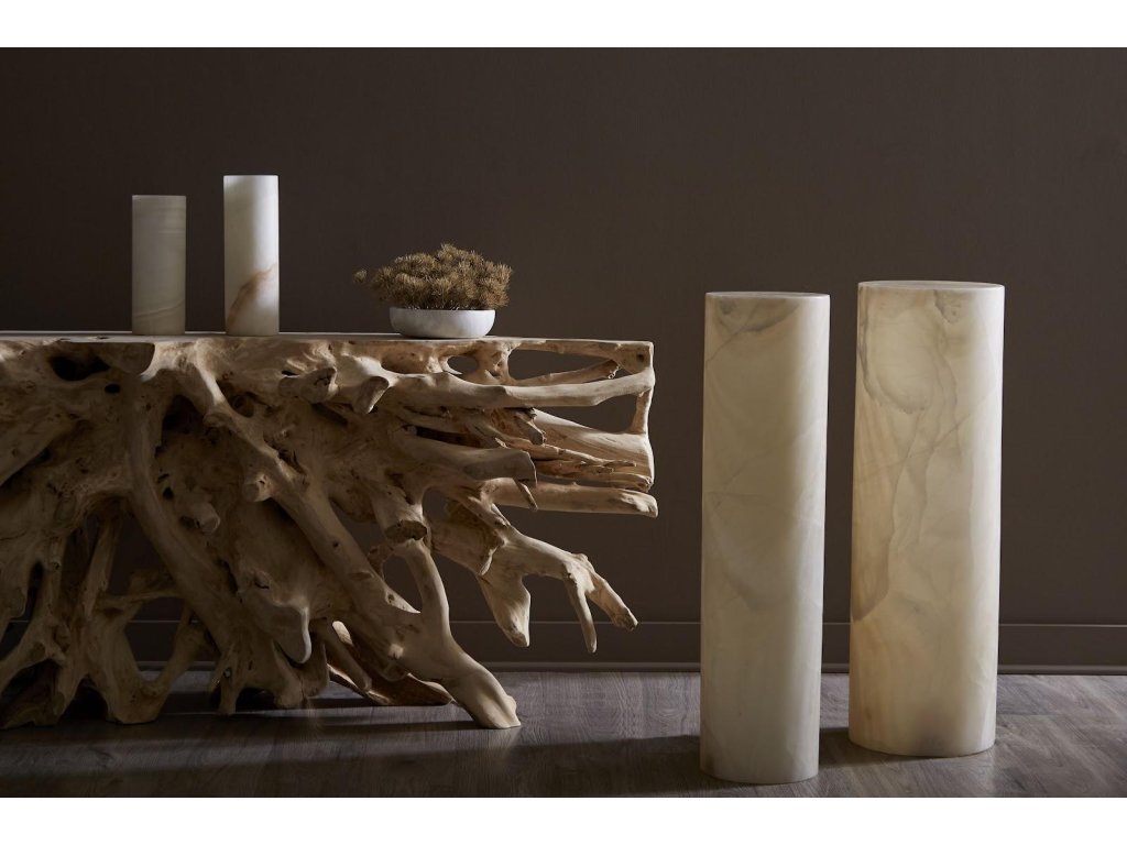 Onyx Lamp, Cylindrical, White - image 2