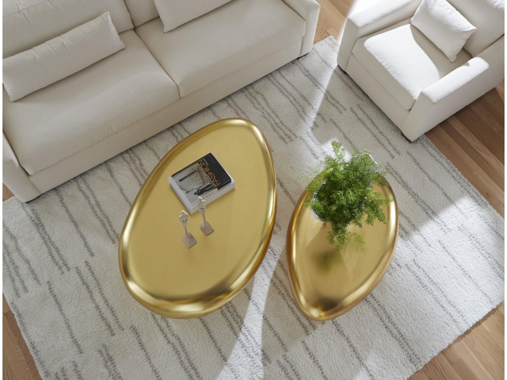 River Stone Coffee Table, Gold Leaf, Large - image 5