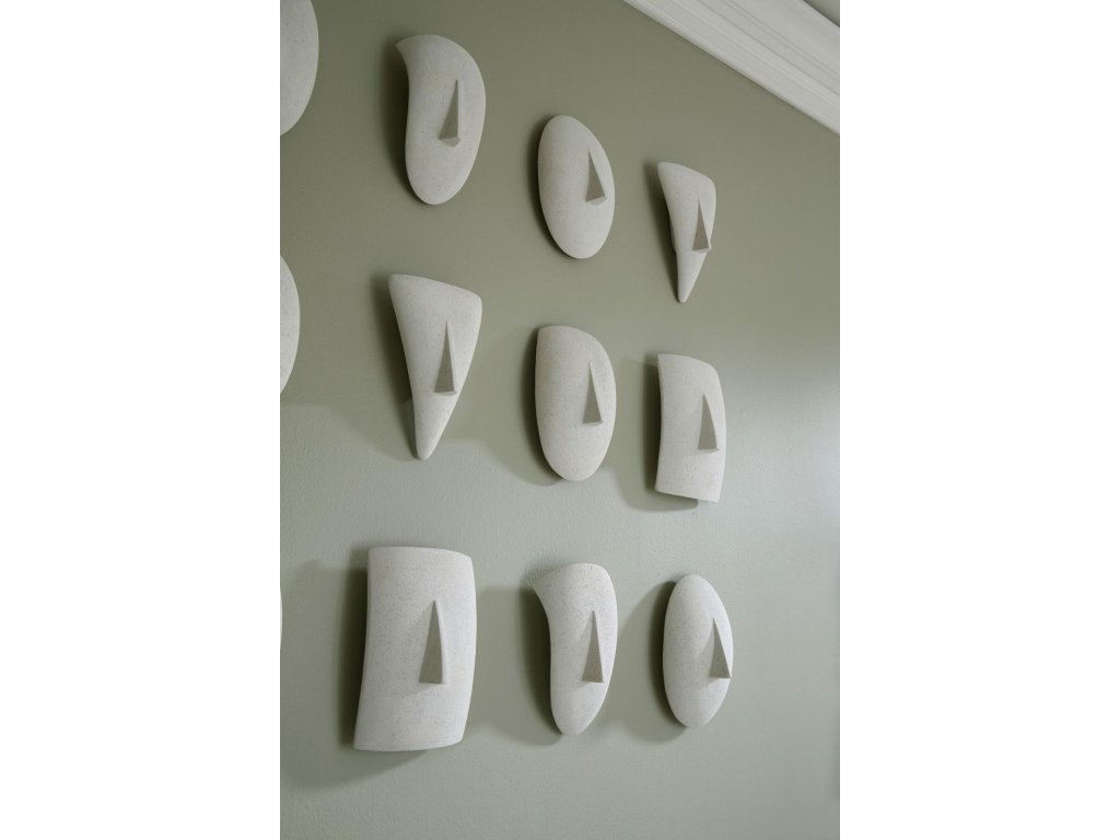 Geometric Cycladic Wall Art, Set of 5, White Stone - image 3