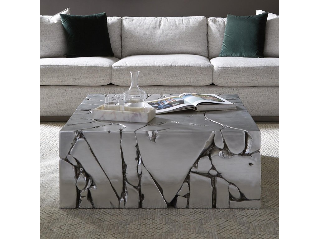 Chunk Square Coffee Table, Silver Leaf - image 4