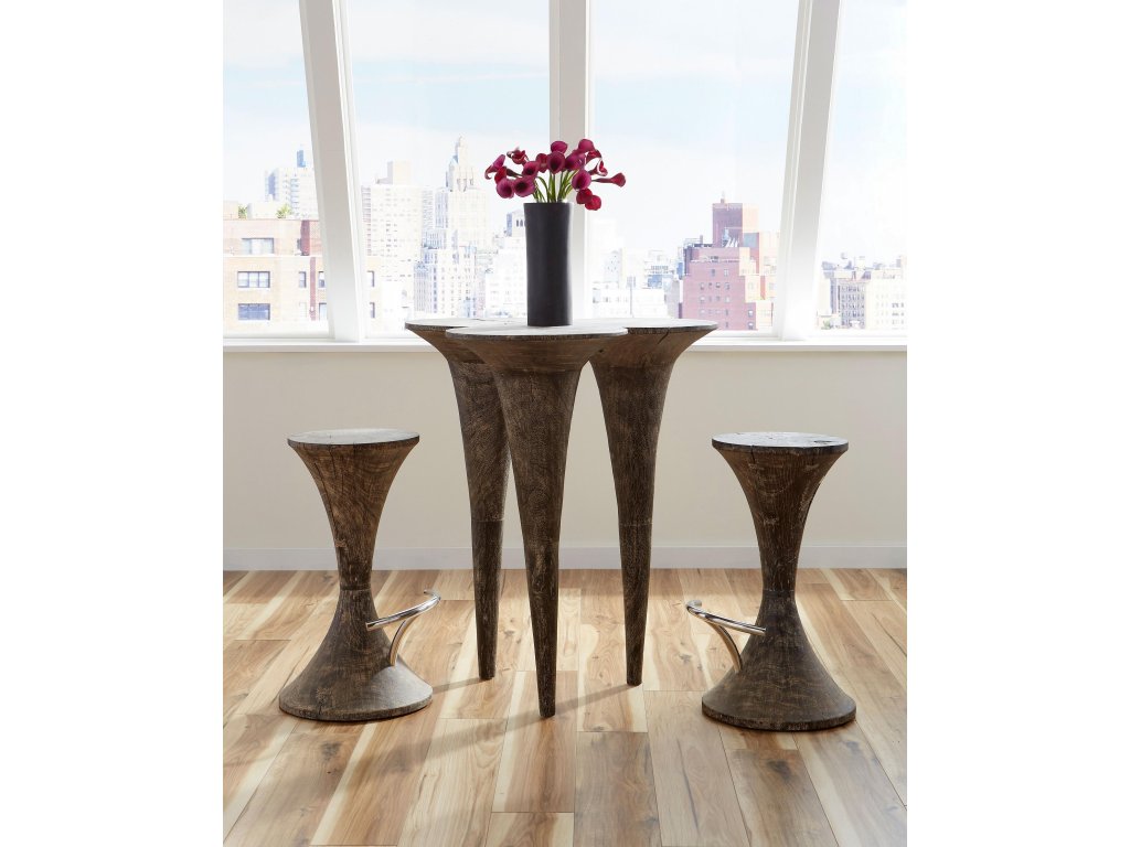 Marley Bar Stool, Gray Stone Finish, Stainless Steel Foot Rest - image 4