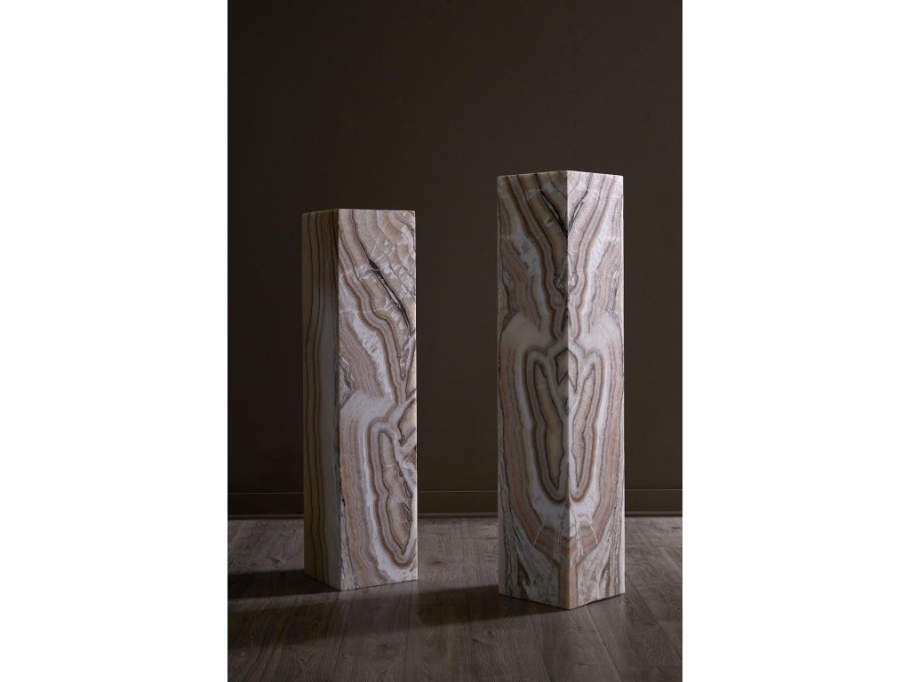 Onyx Lamp Pedestal, Square, Zebra White - image 2