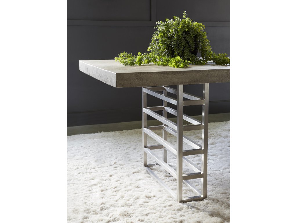 Ladder Dining Table, Suar Wood, Gray/Silver Finish - image 4