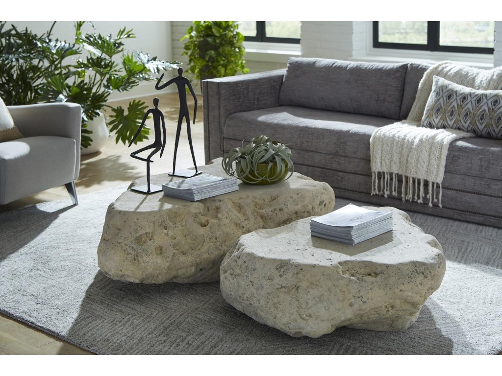 Cast Boulder Coffee Table, Roman Stone, Small - image 5