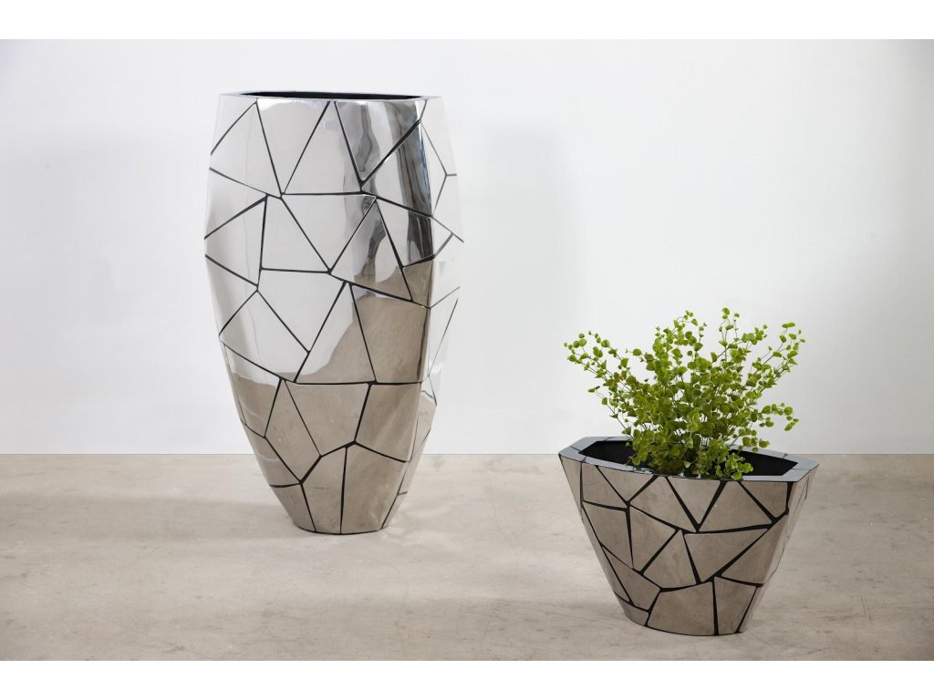 Triangle Crazy Cut Planter, Large, Stainless Steel - image 3