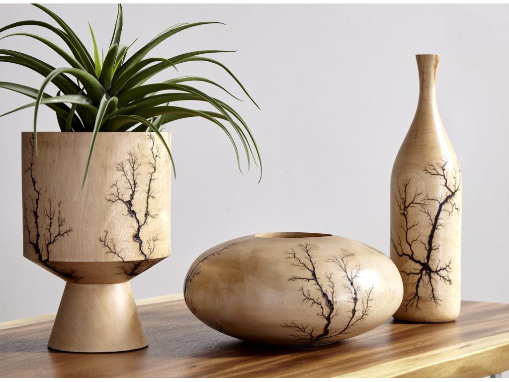 Lightning Vase, Mango Wood, Low 13"-14"Dia - image 5