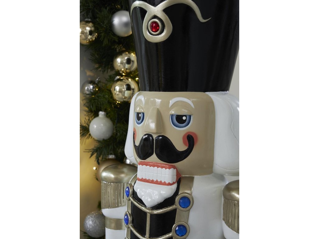 Nutcracker Soldier Sculpture 4ft, Black, White, and Gold - image 7
