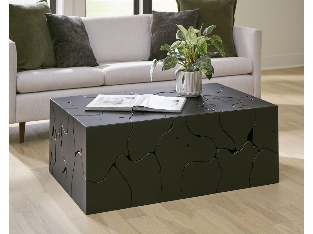 Teak Slice Coffee Table, Rectangle, Black - image 5