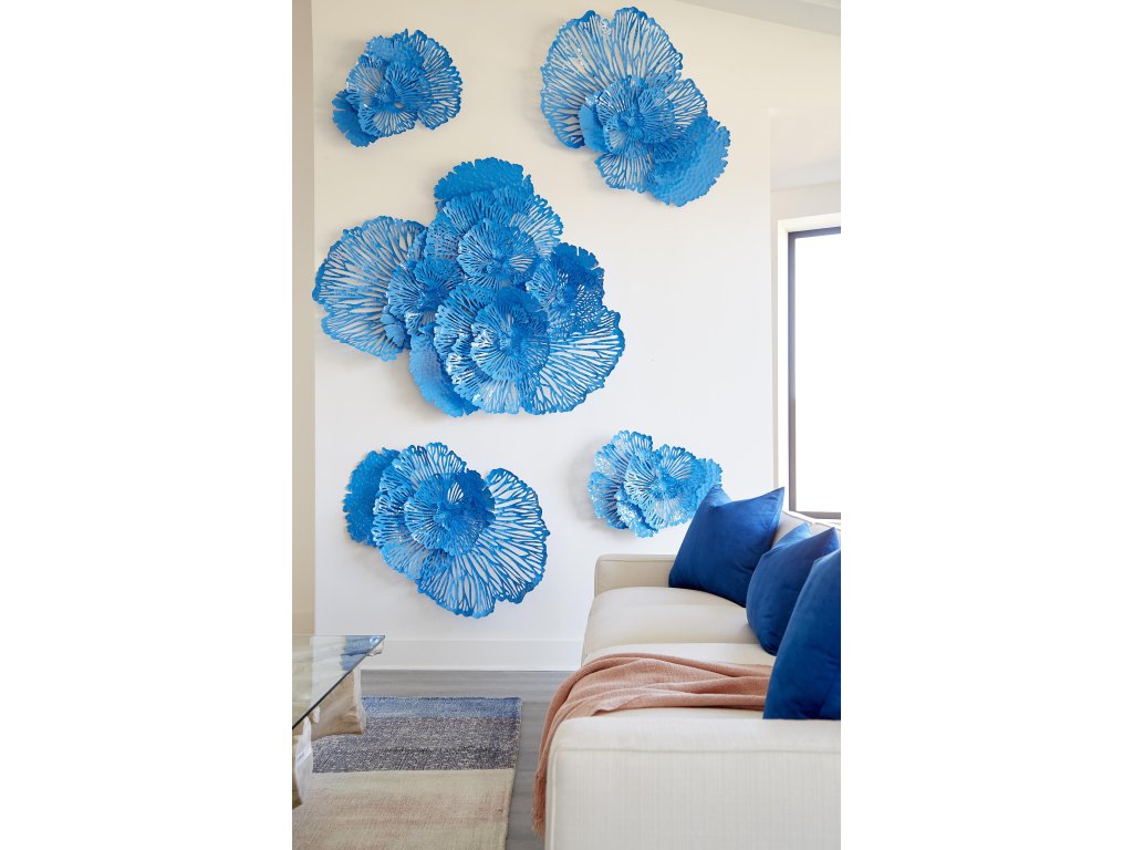 Flower Wall Art, Medium, Blue, Metal - image 3