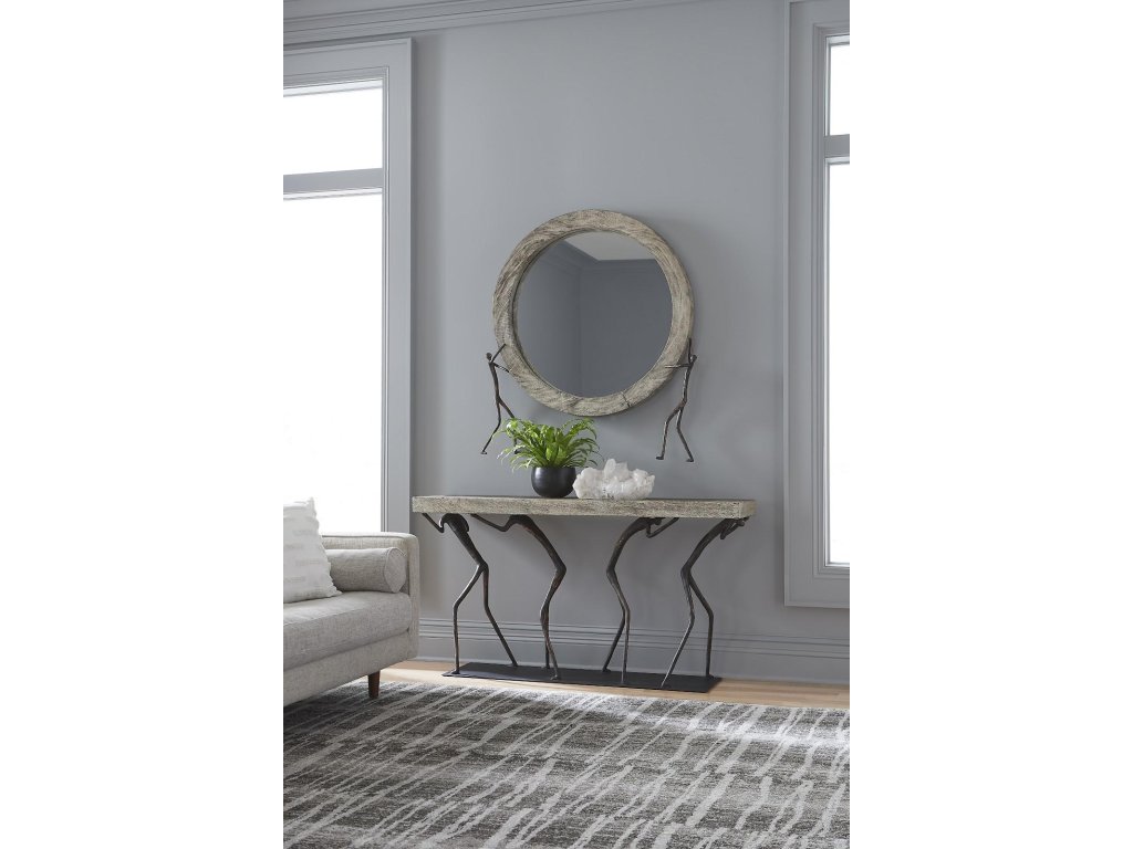 Atlas Console Table, Chamcha Wood, Gray Stone Finish, Metal - image 2
