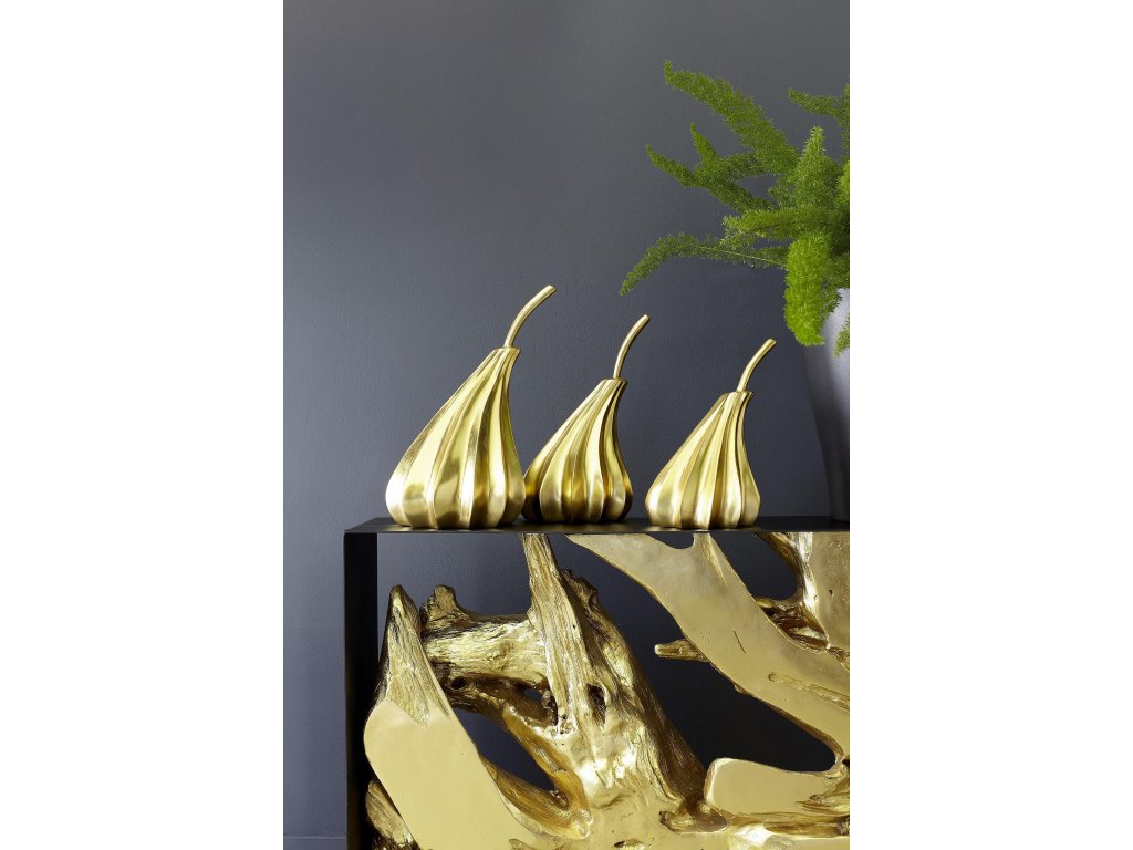 Hand Dipped Pears Set of 3, Gold Leaf - image 4
