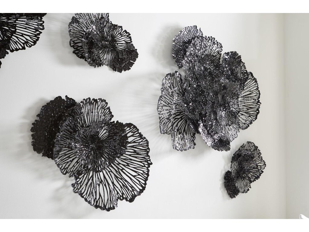 Flower Wall Art, Medium, Black, Metal - image 3