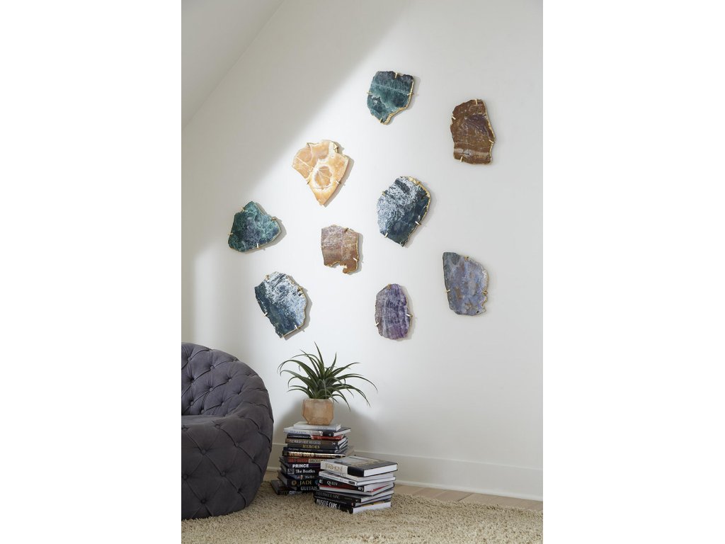 Gem Wall Tile in Brass Setting, Green Emerald - image 4