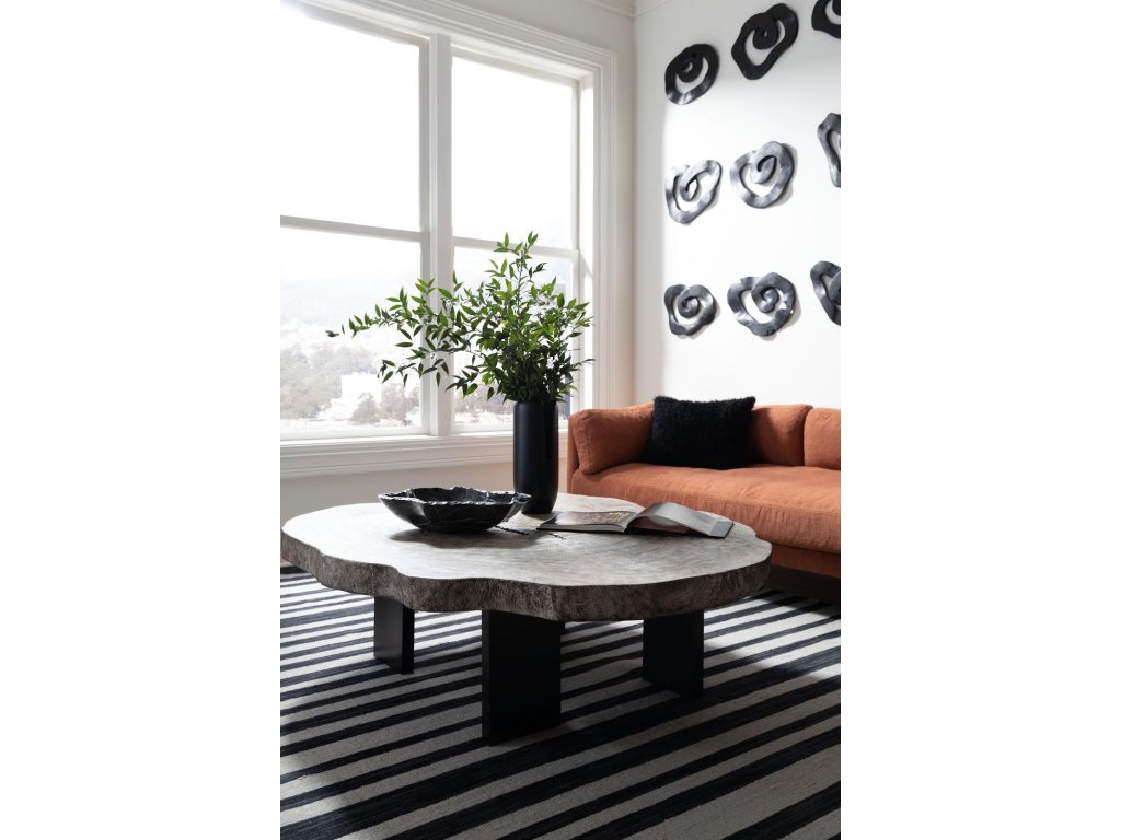 Floating Coffee Table with Black Legs, Gray Stone, Size Varies - image 2