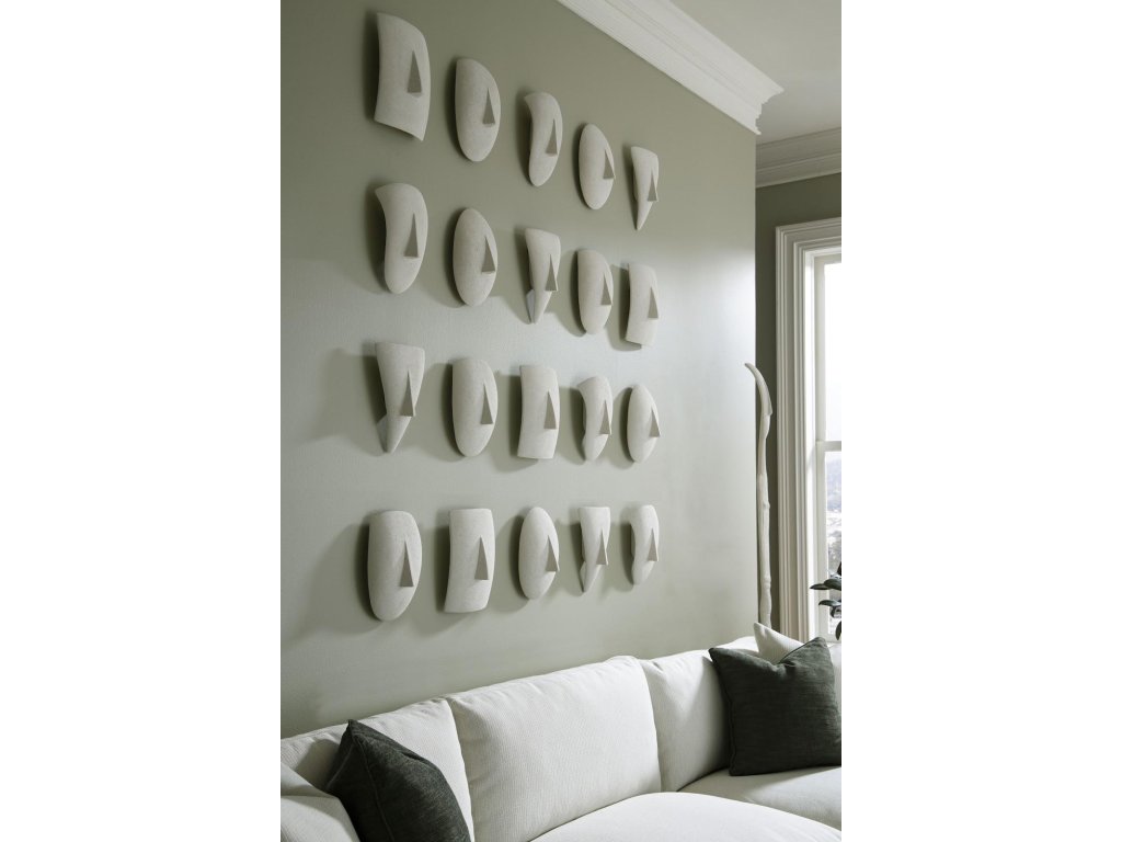 Geometric Cycladic Wall Art, Set of 5, White Stone - image 2