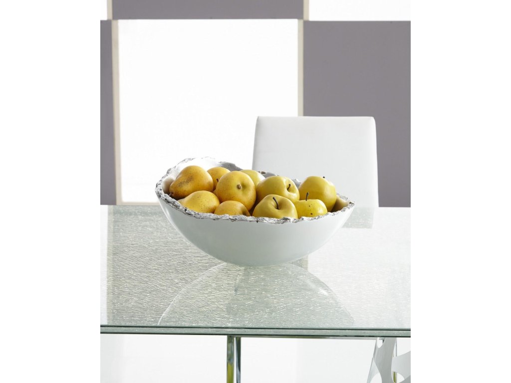 Broken Egg Bowl, White and Silver Leaf - image 4