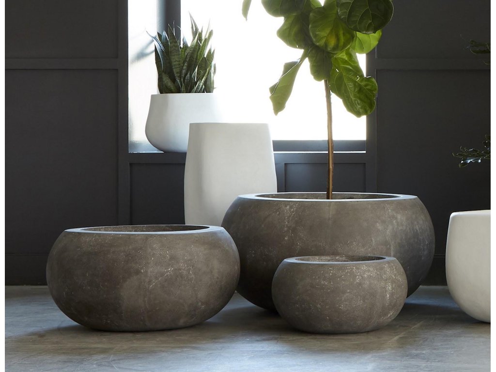 Rounded Planter, Large, Gray - image 4