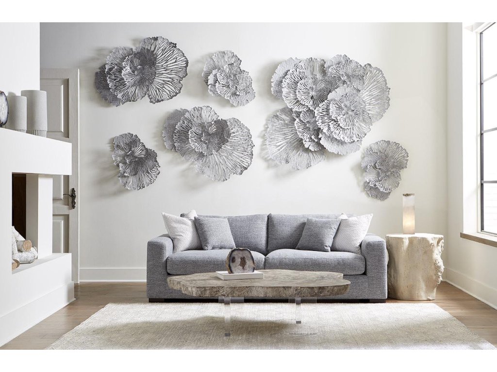 Flower Wall Art, Small, Gray, Metal - image 5