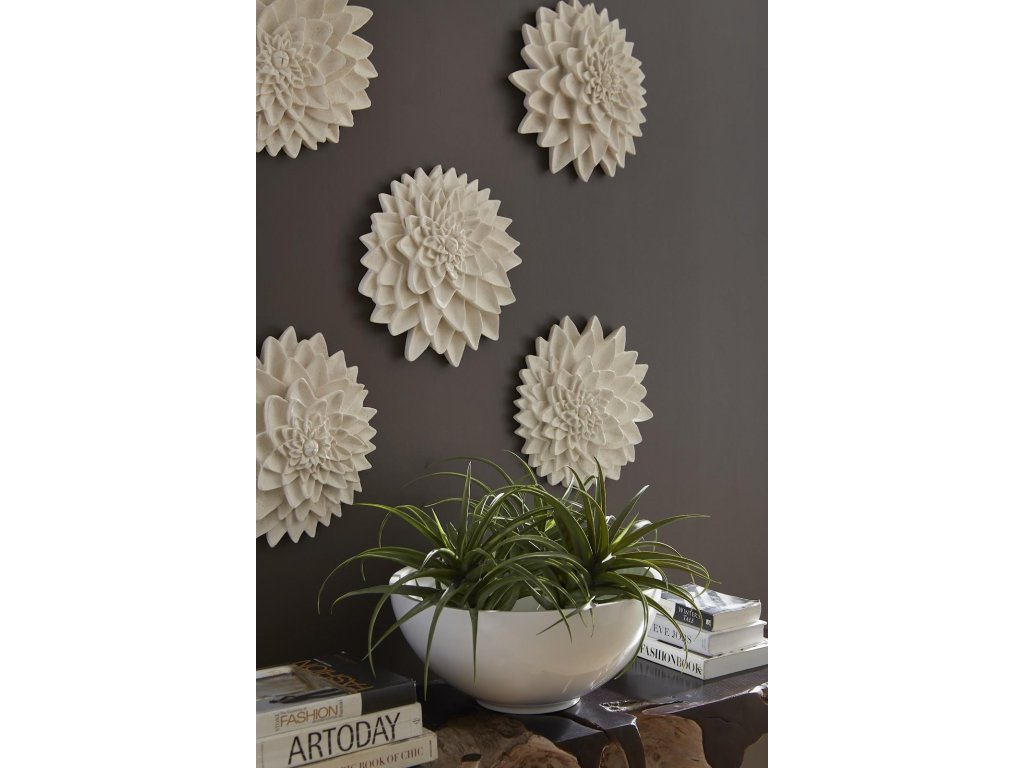 Dahlia Flower Wall Art, White Stone - image 4