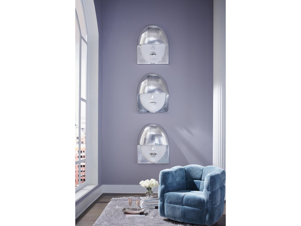 Fashion Faces Wall Art, Large, Kiss, White and Silver Leaf - image 4