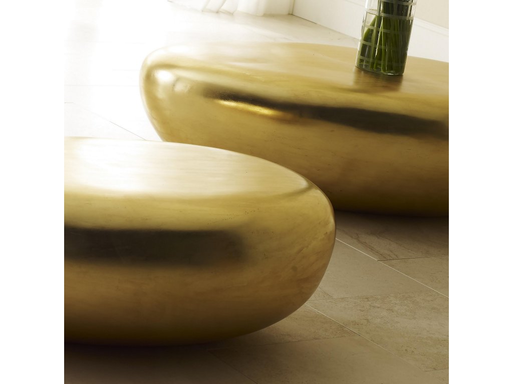 River Stone Coffee Table, Gold Leaf, Large - image 3