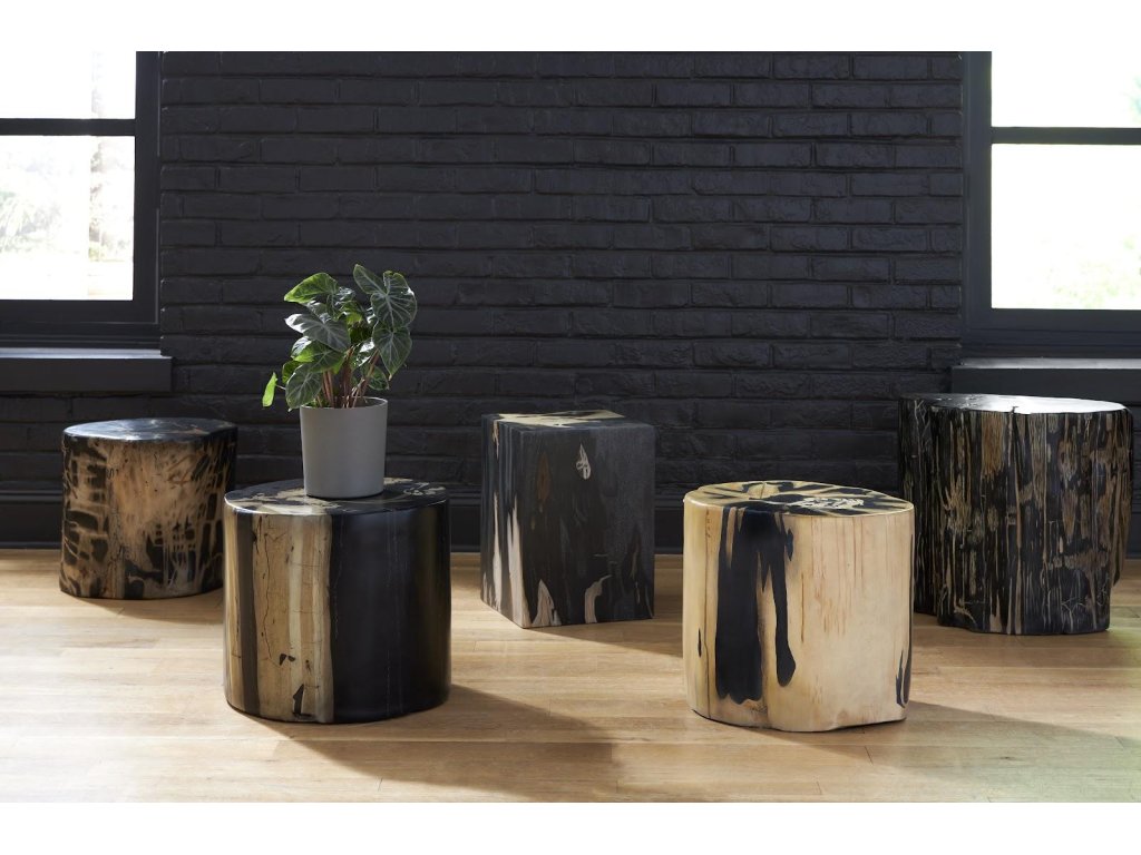 Cast Petrified Wood Stool, Resin, Square - image 5