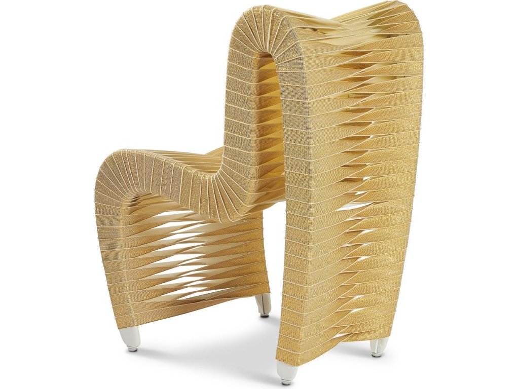 Seat Belt Dining Chair, Gold, Metallic - image 1
