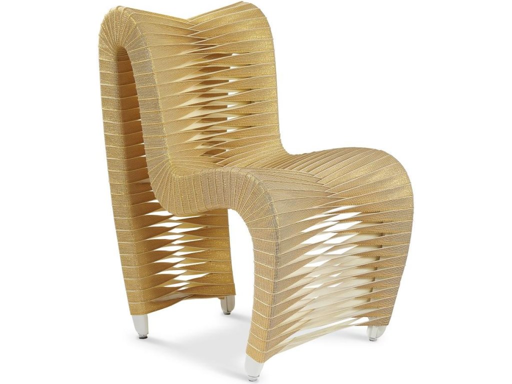 Seat Belt Dining Chair, Gold, Metallic - main image