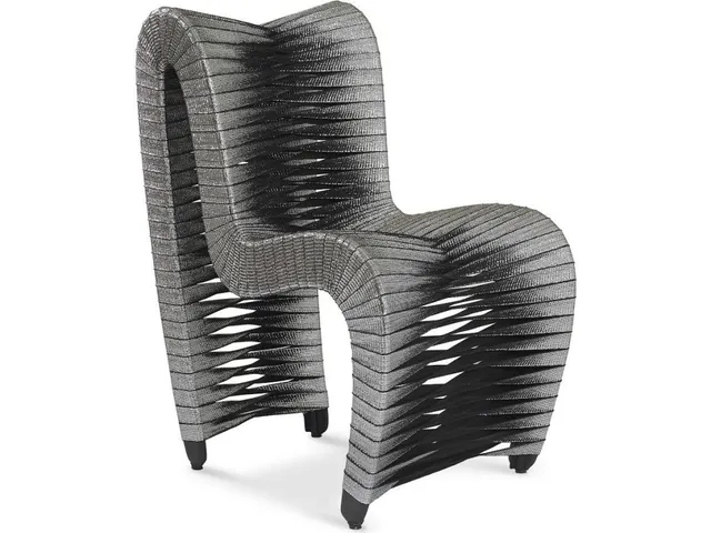 Seat Belt Dining Chair, Silver, Metallic