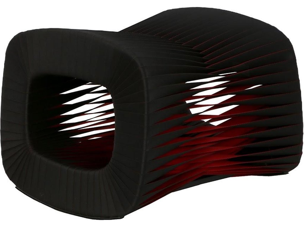 Seat Belt Ottoman, Black/Red - main image
