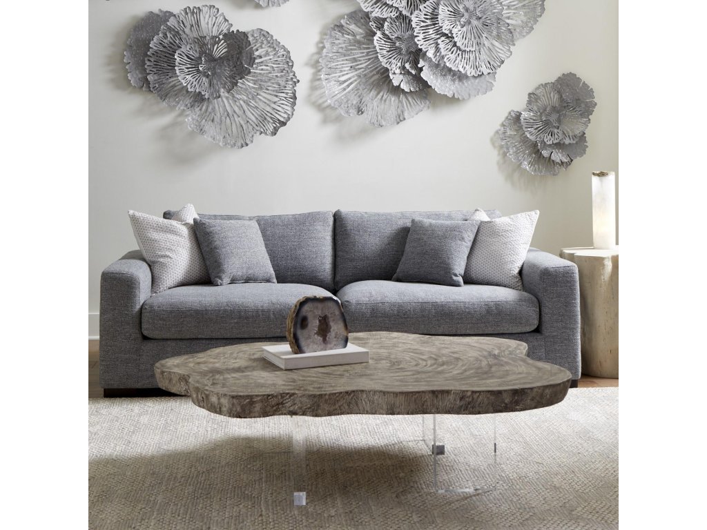 Floating Coffee Table on Acrylic Legs, Gray Stone, Size Varies - image 5