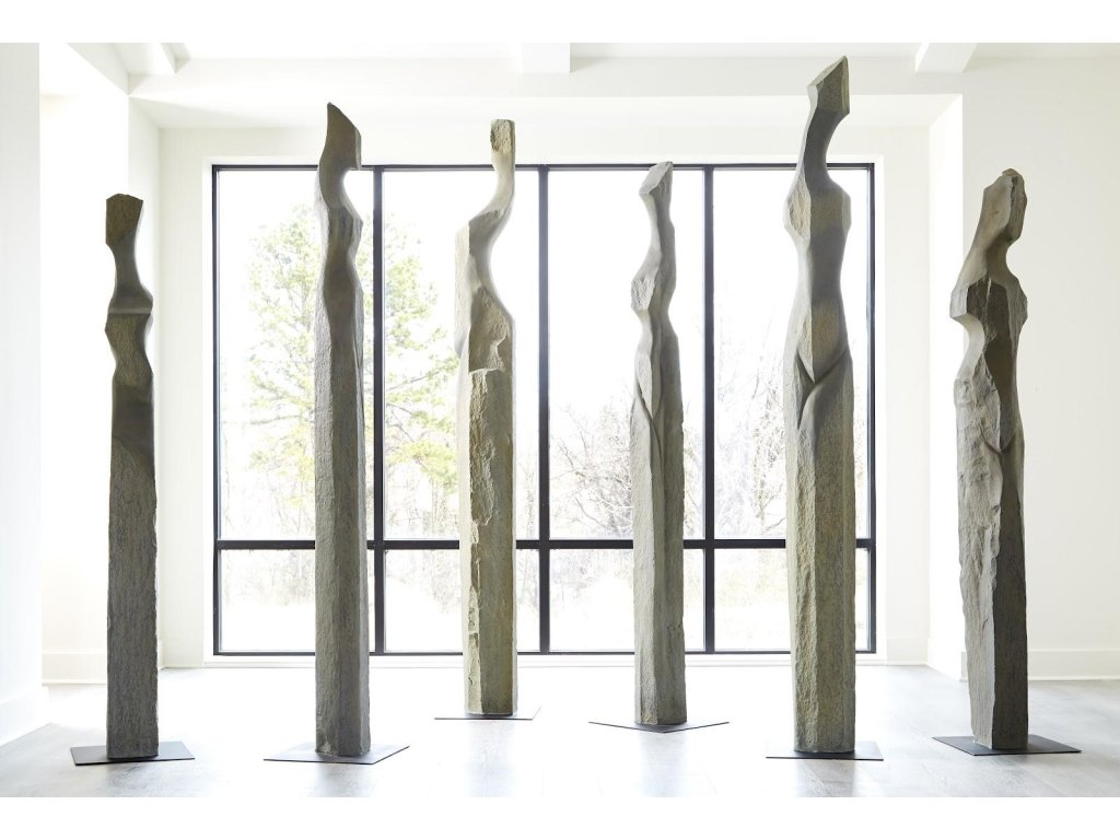 Cast Women Sculptures, A , Colossal, Splinter Stone Finish - image 4