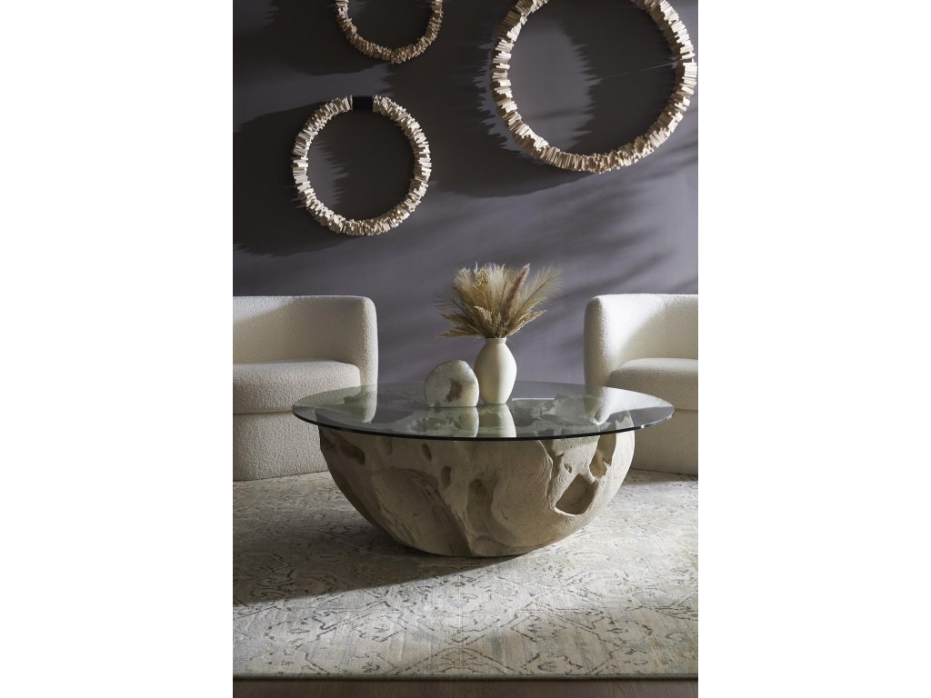 Chunk Coffee Table, Round, Roman Stone, With 48" Glass - image 5