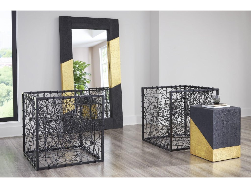 Scorched Side Table, Black and Gold Leaf - image 3