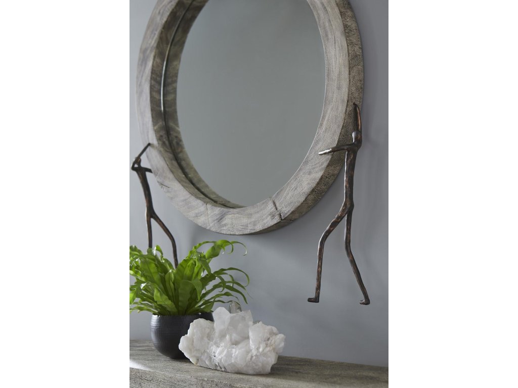 Atlas Mirror, Chamcha Wood, Gray Stone Finish, Metal - image 2