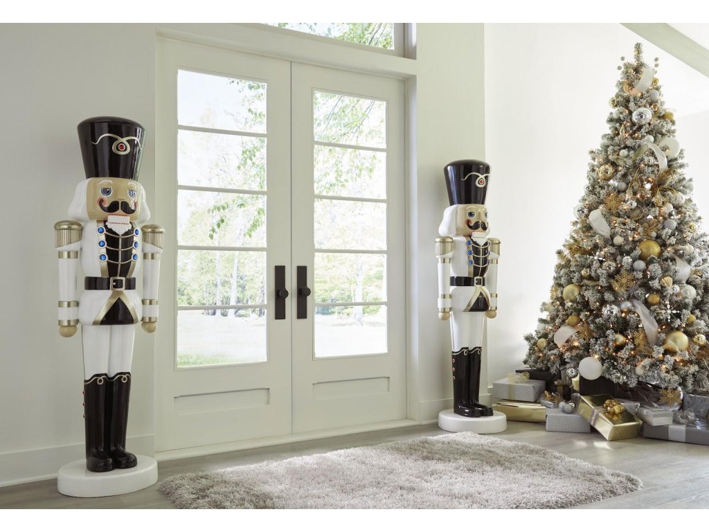 Nutcracker Soldier Sculpture 6ft, Black, White, and Gold - image 6