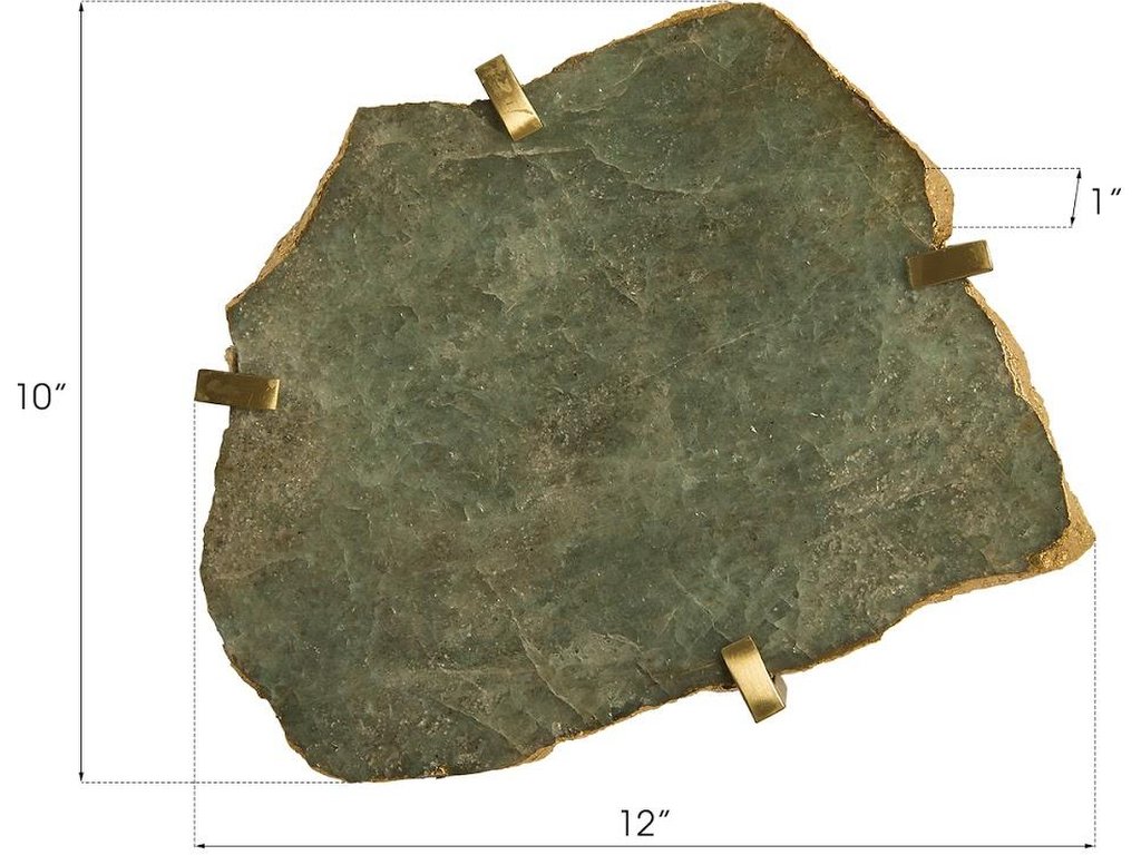 Gem Wall Tile in Brass Setting, Green Emerald - image 3