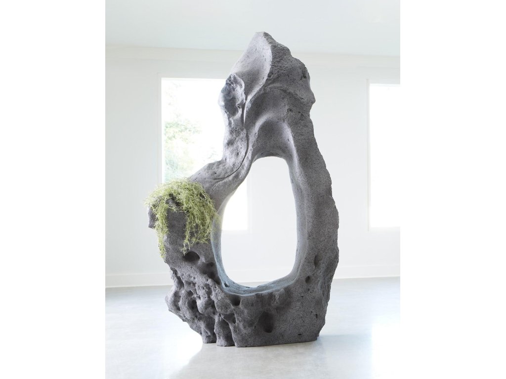 Colossal Cast Stone Sculpture, Single Hole, Charcoal Stone - image 7