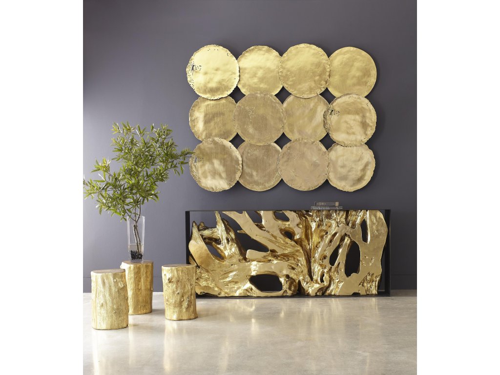Cast Oil Drum Wall Discs, Gold Leaf, Set of 4 - image 8
