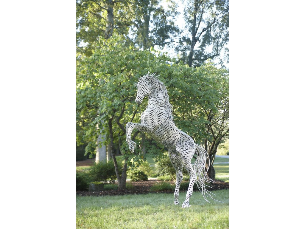 Horse Pipe Sculpture, Rearing, Stainless Steel - image 3