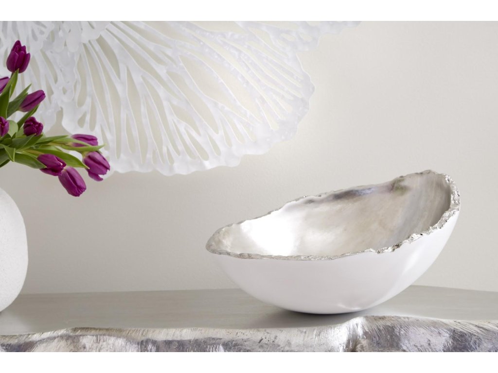 Broken Egg Bowl, White and Silver Leaf - image 3